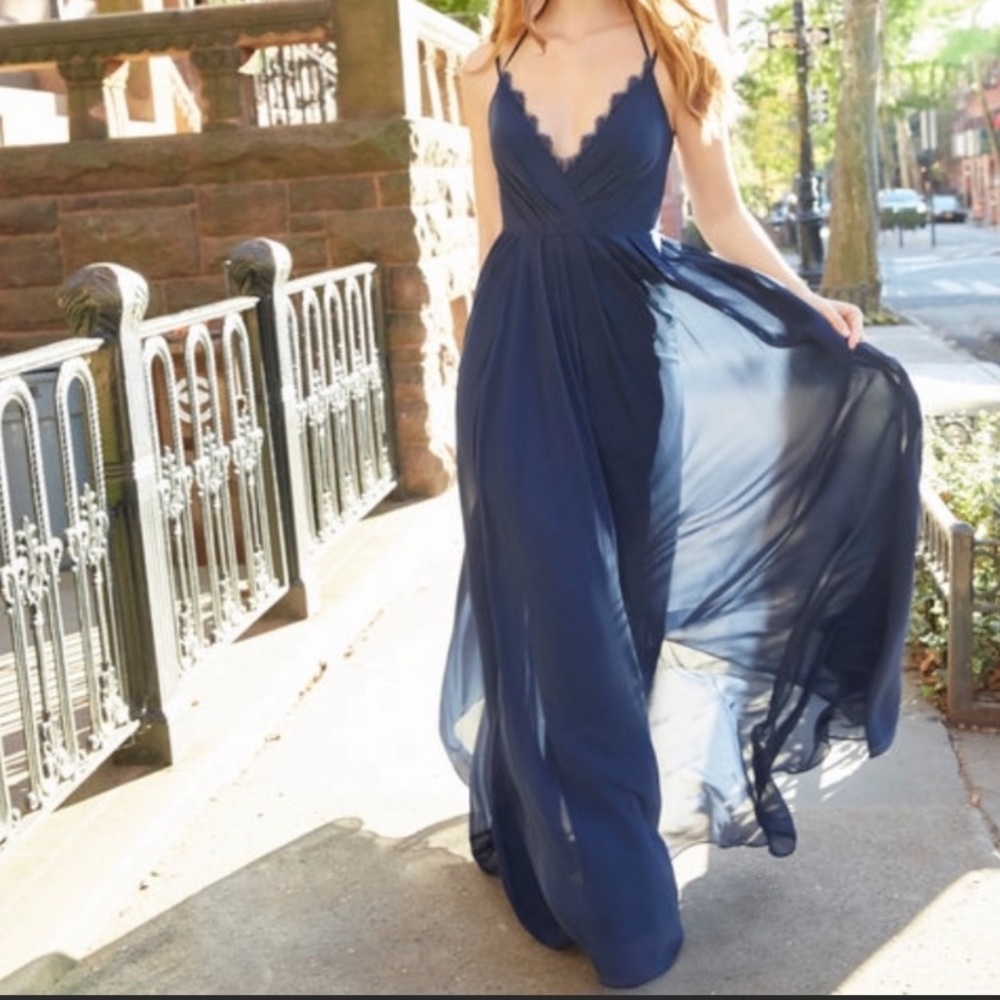 NWT HAYLEY PAIGE DRESSES 5810 Navy Indigo Prom Wedding Black Tie Size 10